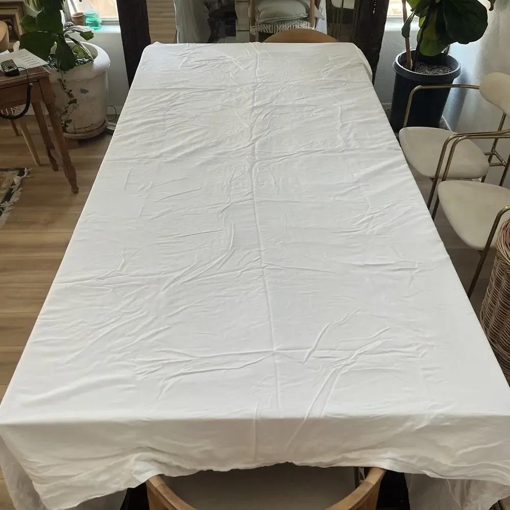 Pottery Barn Cal. King White Duvet Cover Lyocell Linen Button Closure